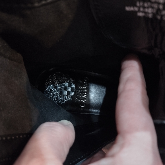 Vince Camuto Blinda  Black Suede Moto Chic Chain Rim Platform Lug Sole Boot - Picture 12 of 13